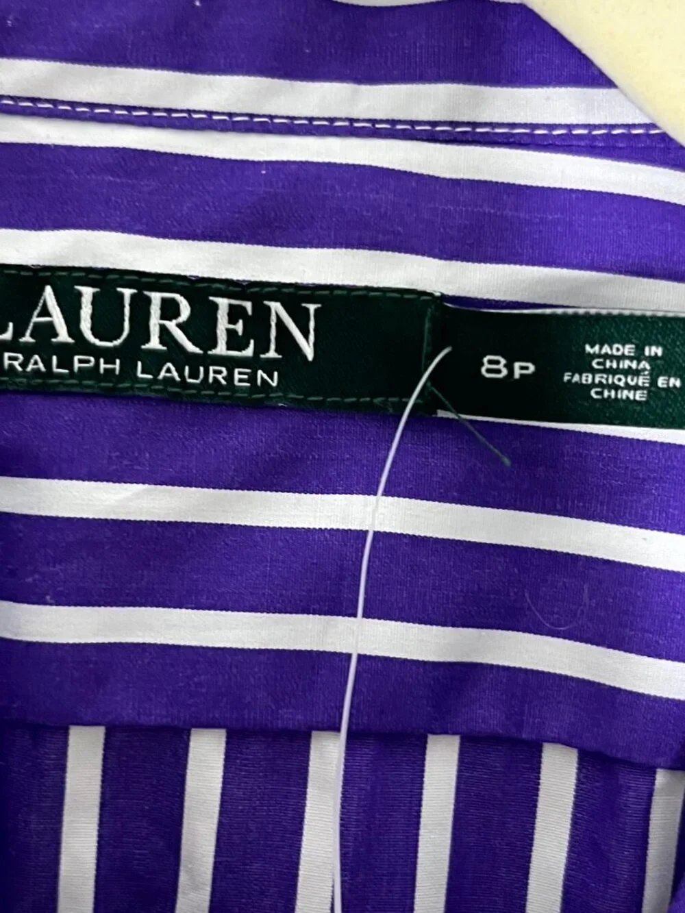 Lauren by Ralph Lauren Purple White Striped Button Down Dress Shirt Women Size 8 - Picture 10 of 10